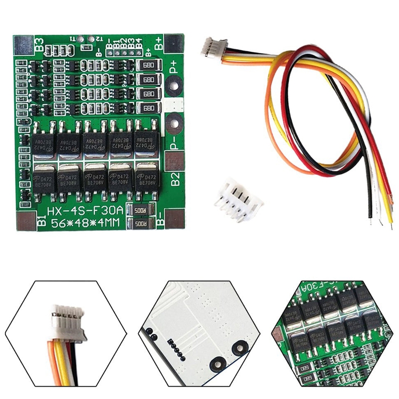 4 S 14.8V / 12.8V 30A Lithium Battery Protective Plate With Equalizer Lithium Iron Phosphate Battery Protection Board(3.7V Lithium)