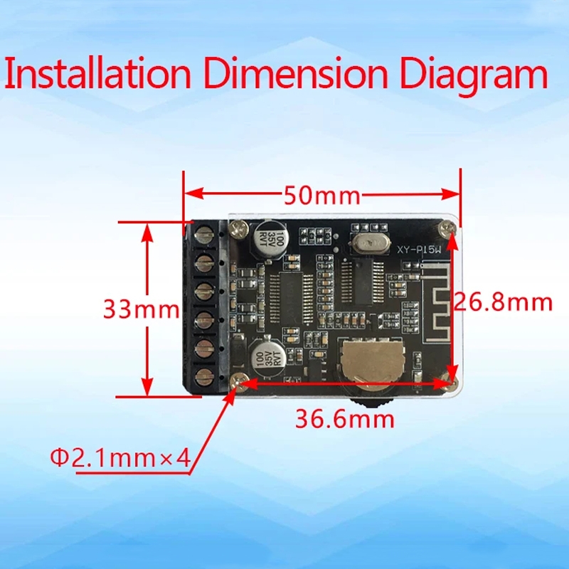 XY-P15W 10W/15W/20W Stereo Bluetooth Amplifier Board 12V/24V Digital Amplifier Module(Bare Plate)