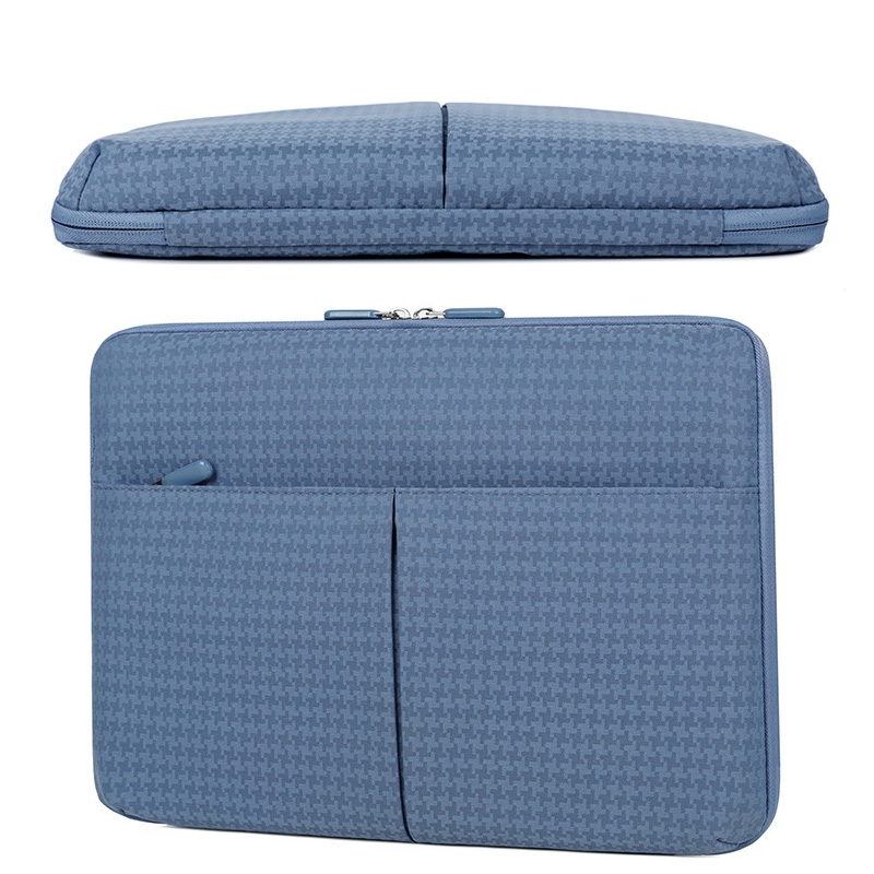 10/11 Inch Houndstooth Pattern Oxford Cloth Laptop Bag Waterproof Tablet Storage Bag(Haze Blue)