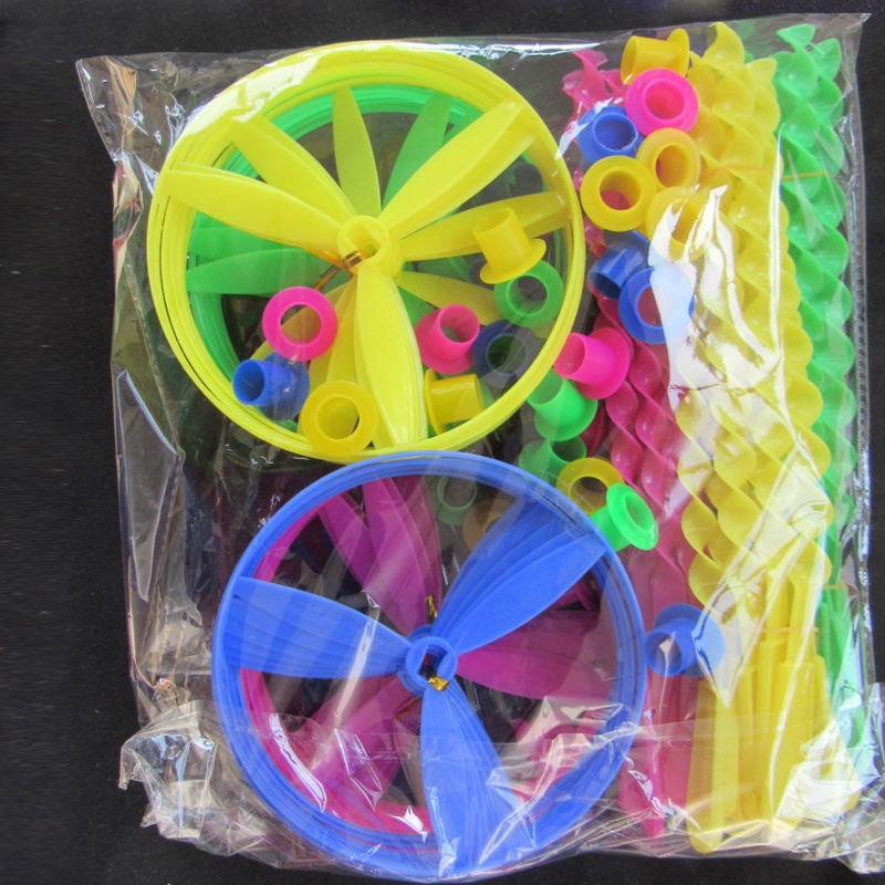 40pcs /Pack Hand Push Flying Saucer Bamboo Dragonfly Educational Children Toy, Random Color Delivery