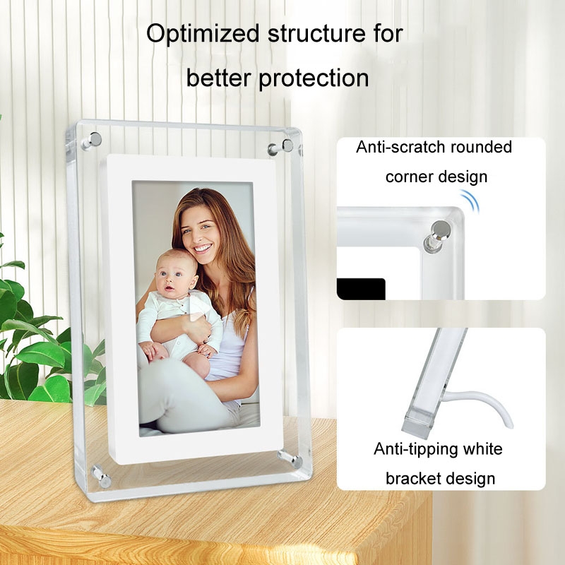 5 inch HD Digital Photo Frame Crystal Advertising Player 1080P Motion Video Picture Display Player(Transparent)
