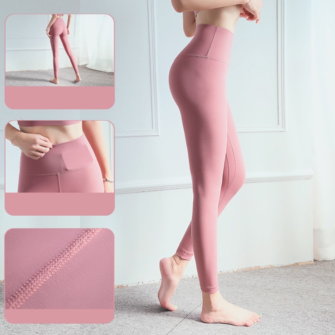 Yoga Pants Female Nude Color High Waist Hip Lifting Leggings Slim