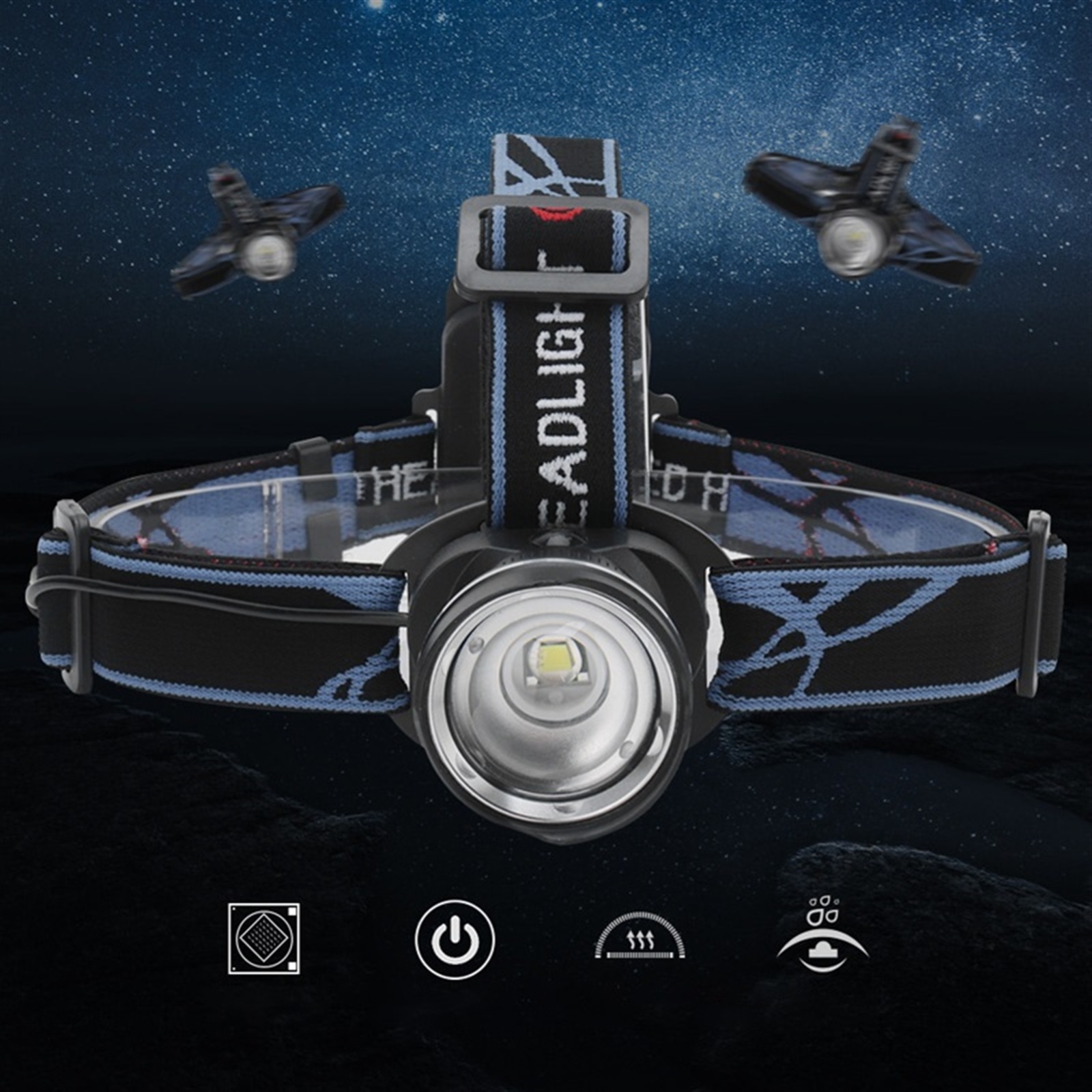 1000LM Lightweight Household Strong Zoom Long Shot Headlights