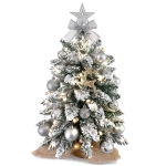 [US Magazijn] 2ft kleine tafelblad mini witte kunstmatige kerstboom met led-verlichting