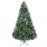 [미국 창고] 7FT 실내 옥외 크리스마스 휴일 훈장 1350 개의 분지 & 소나무 콘을 가진 살포 백색 크리스마스 트리를 무리를 짓기