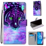 For Alcatel 1SE 2020 Coloured Drawing Cross Texture Horizontal Flip PU Leather Case with Holder & Card Slots & Wallet & Lanyard(Tiger Drinking Water)