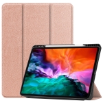 Horizontal Flip Honeycomb TPU + PU Leather Tablet Case with Three-folding Holder & Sleep / Wake-up Function & Pen Slot For iPad Pro 12.9 (2021)(Rose Gold)