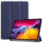 Custer Texture Horizontal Flip PU Leather Tablet Case with Three-folding Holder & Sleep / Wake-up Function For iPad Pro 11 (2021)(Dark Blue)