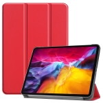 Custer Texture Horizontal Flip PU Leather Tablet Case with Three-folding Holder & Sleep / Wake-up Function For iPad Pro 11 (2021)(Red)