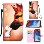 For Motorola Moto E7 Power Colored Drawing Pattern Plain Weave Horizontal Flip Leather Case with Holder & Card Slot & Wallet & Lanyard(Hound Kiss)