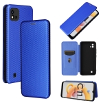 For OPPO Realme C20 Carbon Fiber Texture Magnetic Horizontal Flip TPU + PC + PU Leather Case with Card Slot(Blue)