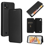 For OPPO Realme C20 Carbon Fiber Texture Magnetic Horizontal Flip TPU + PC + PU Leather Case with Card Slot(Black)