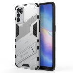 For OPPO Reno6 5G Punk Armor 2 in 1 PC + TPU Shockproof Case with Invisible Holder(White)