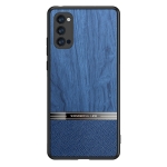 For OPPO Reno4 Pro Shang Rui Wood Grain Skin PU + TPU Shockproof Case(Blue)