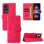 For vivo iQOO 8 Pro Solid Color Skin Feel Magnetic Buckle Horizontal Flip PU Leather Case with Holder & Card Slots & Wallet(Rose Gold)
