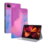 Watercolor Pattern Skin Feel Magnetic Horizontal Flip PU Leather Tablet Case with Holder & Card Slots & Photo Frame & Sleep / Wake-up Function For iPad Pro 12.9 2021 / 2020(Purple Red)