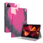 Watercolor Pattern Skin Feel Magnetic Horizontal Flip PU Leather Tablet Case with Holder & Card Slots & Photo Frame & Sleep / Wake-up Function For iPad Pro 12.9 2021 / 2020(Berry)