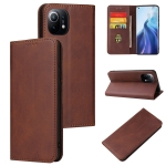 For Xiaomi Mi 11 Calf Texture Magnetic Horizontal Flip Leather Case with Holder & Card Slots & Wallet(Brown)
