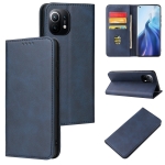 For Xiaomi Mi 11 Calf Texture Magnetic Horizontal Flip Leather Case with Holder & Card Slots & Wallet(Blue)