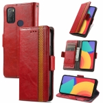 For Alcatel 1S (2021) CaseNeo Business Splicing Dual Magnetic Buckle Horizontal Flip PU Leather Case with Holder & Card Slots & Wallet(Red)