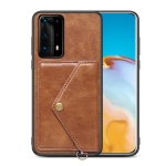 For Huawei P40 Pro+ Litchi Texture Silicone + PC + PU Leather Back Cover Shockproof Case with Card Slot(Brown)
