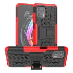 For Motorola Edge 20 Lite Tire Texture Shockproof TPU+PC Protective Case with Holder(Red)