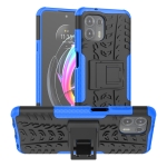 For Motorola Edge 20 Lite Tire Texture Shockproof TPU+PC Protective Case with Holder(Blue)
