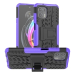 For Motorola Edge 20 Lite Tire Texture Shockproof TPU+PC Protective Case with Holder(Purple)