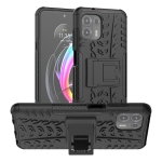 For Motorola Edge 20 Lite Tire Texture Shockproof TPU+PC Protective Case with Holder(Black)