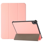 3-folding Skin Texture Horizontal Flip TPU + PU Tablet Leather Case with Holder For iPad mini 6(Pink)