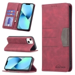 Magnetic Splicing Leather Phone Case For iPhone 13(Red)