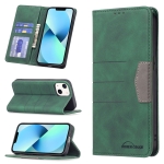 Magnetic Splicing Leather Phone Case For iPhone 13(Green)