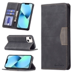 Magnetic Splicing Leather Phone Case For iPhone 13(Black)