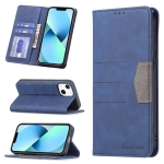 Magnetic Splicing Leather Phone Case For iPhone 13(Blue)