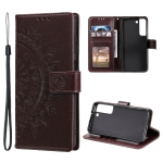 For Samsung Galaxy S22 5G Totem Flower Embossed Horizontal Flip Phone Leather Case with Holder & Card Slots & Wallet(Brown)