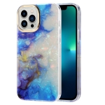 Electroplating Shell Texture Marble Phone Case For iPhone 13 Pro(Blue White B6)