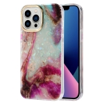 Electroplating Shell Texture Marble Phone Case For iPhone 13 Pro(Purple White B7)