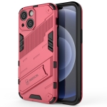 Punk Armor 2 in 1 PC + TPU Phone Case with Invisible Holder For iPhone 13(Light Red)