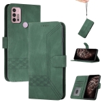 For Motorola Moto G60S Cubic Skin Feel Flip Leather Phone Case(Dark Green)