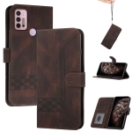 For Motorola Moto G60S Cubic Skin Feel Flip Leather Phone Case(Dark Brown)