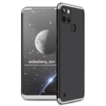 For OPPO Realme C21Y GKK Three Stage Splicing Full Coverage PC Phone Case(Black Silver)