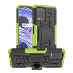 For OPPO Realme 8i Tire Texture TPU + PC Phone Case with Holder(Green)