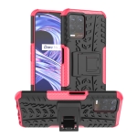 For OPPO Realme 8i Tire Texture TPU + PC Phone Case with Holder(Pink)
