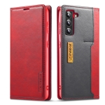 For Samsung Galaxy S22 5G LC.IMEEKE LC-001 Series PU + TPU Color Matching Frosted Leather Phone Case(Red)