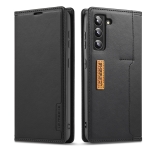 For Samsung Galaxy S22 5G LC.IMEEKE LC-001 Series PU + TPU Color Matching Frosted Leather Phone Case(Black)