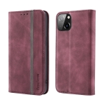 Splicing Skin Feel Magnetic Leather Phone Case For iPhone 13(Wine Red)