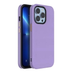Mutural Plain Skin Leather + PC + TPU Phone Case For iPhone 13(Purple)