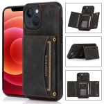 Three-fold Leather Phone Case with Card Slot & Wallet & Holder For iPhone 13(Black)