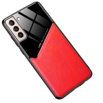 For Samsung Galaxy S22 5G Leather Glass Magnet Phone Case(Red)