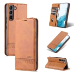 For Samsung Galaxy S22 AZNS Magnetic Calf Texture Horizontal Flip Leather Phone Case(Light Brown)